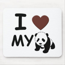J'aime mon panda tapis de souris