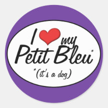 J'aime mon petit Bleu (c'est un chien) Adhésif Rond