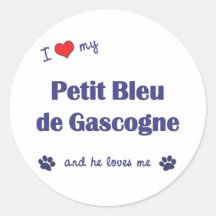 J'aime mon Petit Bleu de Gascogne (le chien mascul Adhésif Rond