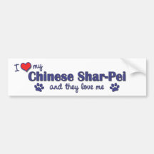 J'aime mon Shar-Pei chinois (les chiens multiples) Autocollant Pour Voiture