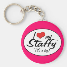 J'aime mon Staffy (c'est un chien) Porte-clé