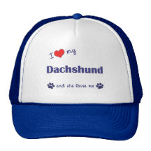 J'aime mon teckel (le chien femelle) casquette de camionneur