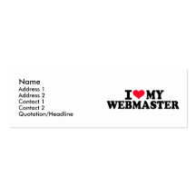 J'aime mon webmaster cartes de visite professionnelles