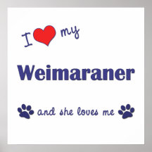 J'aime mon Weimaraner (le chien femelle) Posters