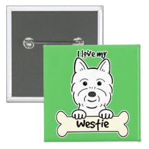 J'aime mon Westie Pin's Avec Agrafe