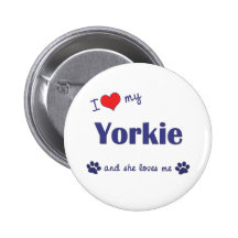 J'aime mon Yorkie (le chien femelle) Pin's Avec Agrafe