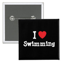 J'aime nager la coutume de coeur personnalisée badge avec épingle