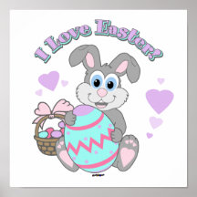 J'aime Pâques ! Lapin de Pâques Affiche