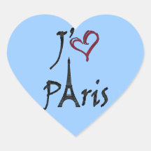 j'aime Paris Autocollants En Cœur