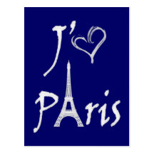 j'aime Paris Carte Postale