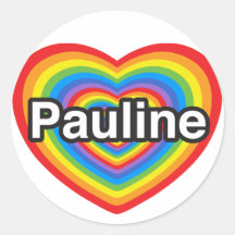 J'aime Pauline. Je t'aime Pauline. Coeur Autocollant