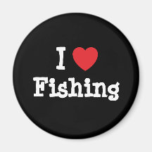 J'aime pêcher la coutume de coeur personnalisée aimants pour réfrigérateur