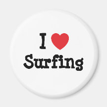 J'aime surfer la coutume de coeur personnalisée magnets pour réfrigérateur