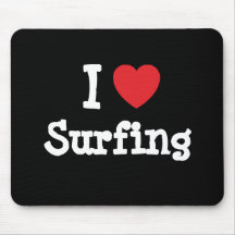 J'aime surfer la coutume de coeur personnalisée tapis de souris