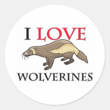 J'aime Wolverines Adhésif Rond