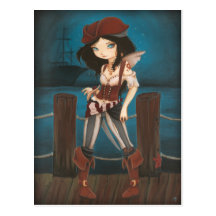Jane - carte postale féerique de pirate d'imaginai