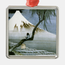 Japonais vintage de garçon et de mont Fuji de Hoku Décoration Pour Sapin De Noël