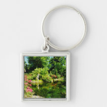 Jardin avec le port franc Bahamas de statue Porte-clef