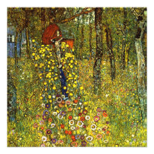 Jardin de ferme avec le crucifix par Gustav Klimt Invitation