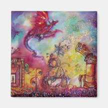 JARDIN DES OMBRES PERDUES/DU DRAGON ROUGE VOLANT AIMANTS POUR RÉFRIGÉRATEUR