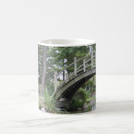 Jardin japonais avec la tasse de pont
