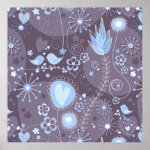 Jardin lunatique en affiche bleue