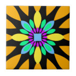 jaune 01 de fleur de cercle carreaux