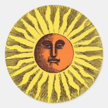 Jaune céleste vintage Sun hippie heureux de sourir Adhésifs Ronds