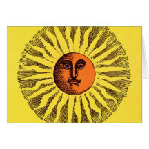 Jaune céleste vintage Sun hippie heureux de sourir Carte De Vœux