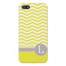 Jaune chic du monogramme | de Chevron Coque iPhone 5