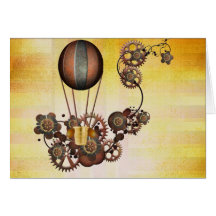 Jaune d'antiquité de ballon de Steampunk Carte