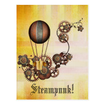 Jaune d'antiquité de ballon de Steampunk Cartes Postales