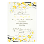 Jaune de magnolia, douche nuptiale de fleurs grise invitations personnalisées