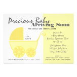 Jaune et gris de voiture d'enfant invitations