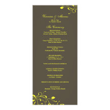 Jaune et programme floral de mariage de décalque d carte double en  couleur