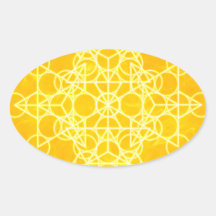 Jaune lumineux de la géométrie sacrée de mandala d sticker ovale