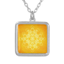 Jaune lumineux de la géométrie sacrée de mandala d pendentif