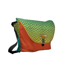 Jaune orange et motif de zigzag personnalisés d'Aq Sacoche