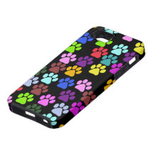 Jaune rouge de vert bleu de Pawprints de traînées  Étui iPhone 5