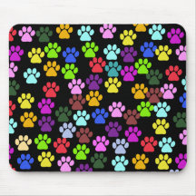 Jaune rouge de vert bleu de Pawprints de traînées  Tapis De Souris