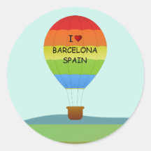 "Je ballon à air chaud aime Barcelone, Espagne" Autocollant