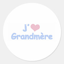 Je "coeur" Grandmère Adhésifs Ronds