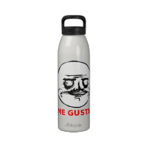 Je Gusta fait face avec le texte Bouteilles D'eau Réutilisables