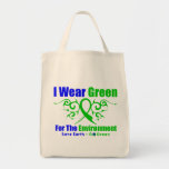 Je porte le ruban tribal vert pour l'environnement sacs de toile