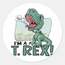 Je suis des idées d'un cadeau de T. Rex Dinosaur Adhésif Rond