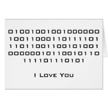 "Je t'aime" en code binaire Carte De Vœux