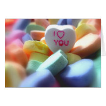 Je t'aime, en sucrerie de coeur carte de vœux