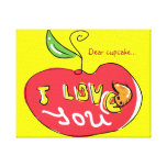 Je t'aime pomme avec la toile de ver toile tendue