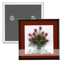 Je t'aime roses rouges Valentine de bouquet romant Badges