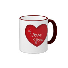 Je t'aime tasse de café rouge de sonnerie de coeur